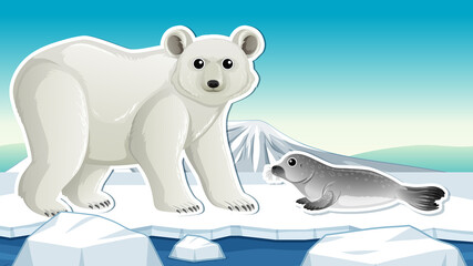 Thumbnail design with polar bear and seal
