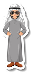 Arab man cartoon character on white background