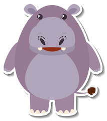 Chubby hippopotamus animal cartoon sticker