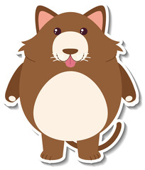 Chubby cat animal cartoon sticker