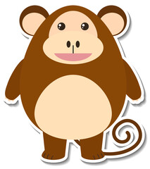 Chubby monkey animal cartoon sticker