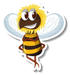 Obraz premium Funny bee insect cartoon sticker