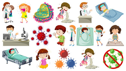 Obraz premium Set of sick people with different syptoms