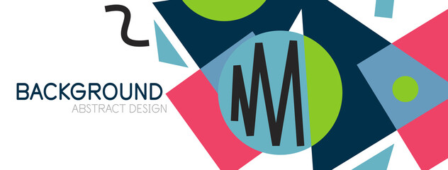 Abstract background. Blocks, lines, triangles, circles composition. Techno or business concept for wallpaper, banner, background, landing page