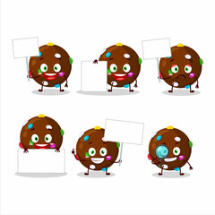 Chocolate candy cartoon character bring information board