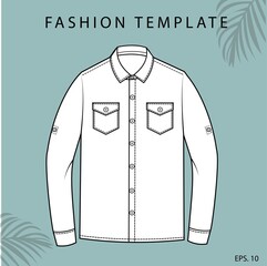 SHIRT FASHION FLAT SKETCH TEMPLATE