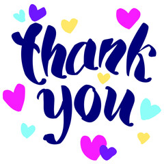 Thank you text on white background. hand drawn vector illustration sketch. Calligraphy lettering