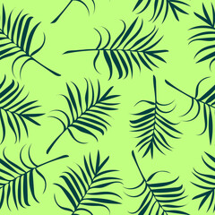 palm leaves tropical seamless pattern. hand drawn vector. wallpaper, textile, wrapping paper, background, floral print. trendy colors 2022.