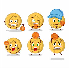 Talented dalgona candy house cartoon character as a basketball athlete