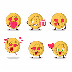 Dalgona candy house cartoon character with love cute emoticon