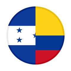 round icon with honduras and colombia flags. vector illustration isolated on white background	

