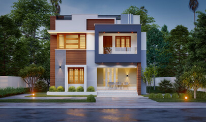 Obraz premium 3d illustration of a newly built luxury home