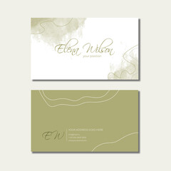 Business card set. Olive watercolor design. Beautiful style.  