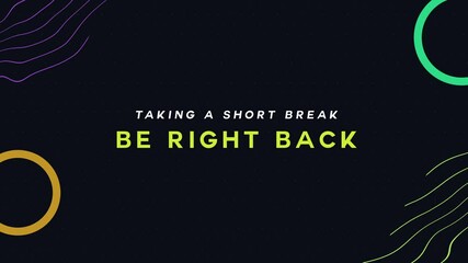 taking a short break. be right back stream overlay minimalist animated background for gaming streamer