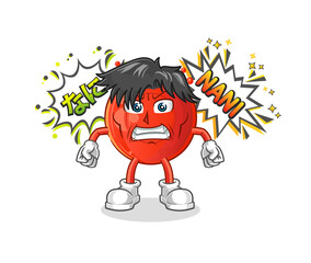 blood cell anime angry vector. cartoon character