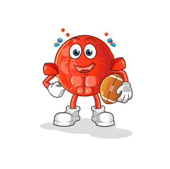 blood cell playing rugby character. cartoon mascot vector