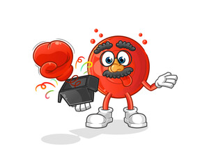 blood cell prank glove in the box. cartoon mascot
