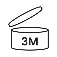 3m period after open pao icon sign flat style design vector illustration isolated on white background. Three month pao expiration period for cosmetic packaging line art symbol.