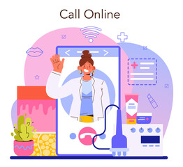 Cosmetologist online service or platform. Hardware facial treatment