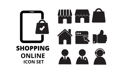 Online shop icon e-commerce shopping web store symbol art illustration