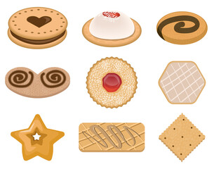 Cookies and biscuits snack set illustration food concept