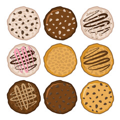 Set of cookies vector concept biscuit bakery illustration