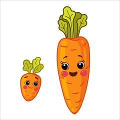 Cartoon vegetables. Cute Carrot Character for Kids Vector Isolated Food Illustration - 470785197