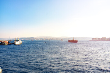 Istanbul city panorama, view from Bosphorus channel