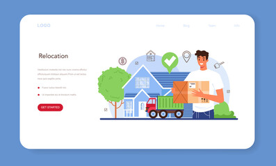 Fototapeta premium Real estate agency service web banner or landing page. Relocation
