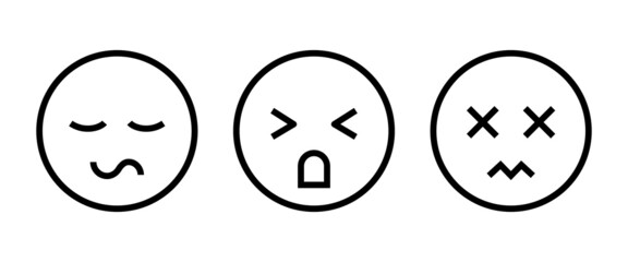 Pensive face line icon. Sad face with closed eyes. Disappointed, hurt or lonely emoticon. Facial expression button, vector, sign, symbol, logo, illustration, editable stroke, flat design style