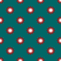 Fototapeta na wymiar Seamless geometric ethnic fabric pattern,red and white hexagram pattern,for fabric print,batik,wallpaper,curtain,cushion,clothing,wrap,background cyan