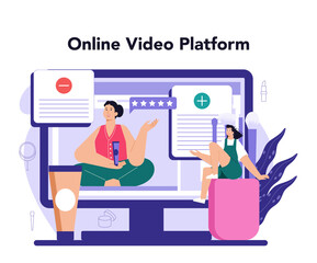Beauty blogger online service or platform. Video blogger doing