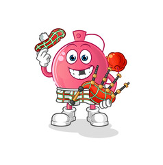 perfume scottish with bagpipes vector. cartoon character