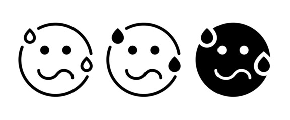 Tired Sweat Face Emoticon Icon editable stroke, flat design style isolated on white