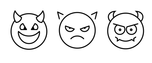 Devil face line icon, devil emoticon icon button, vector, sign, symbol, logo, illustration, editable stroke, flat design style isolated on white