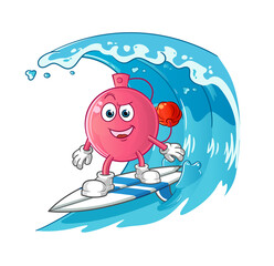 perfume surfing character. cartoon mascot vector