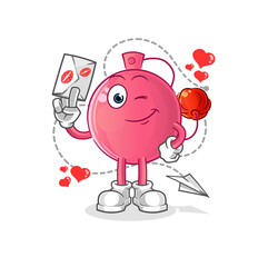 perfume hold love letter illustration. character vector