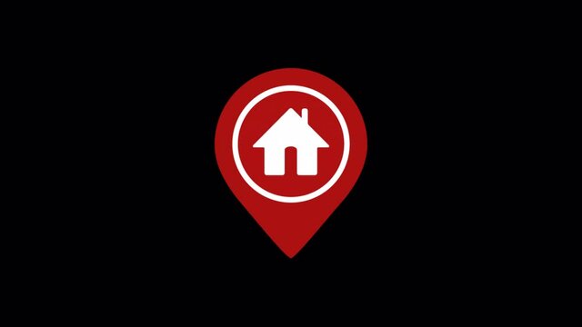 Animated Home location icon designed in flat icon style, House location concept icon