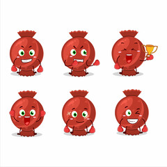 A sporty red candy wrap boxing athlete cartoon mascot design