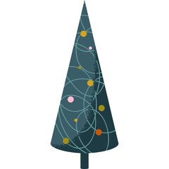 Christmas tree and decoration vector icon on white