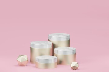 3d rendering illustration of podium display showcase for product placement in minimal design. podium stage showcase