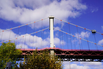 le pont d'Aquitaine suspension bridge above the river Garonne in Bordeaux France