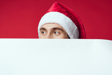 handsome man in New Year's clothes advertising copy space studio posing