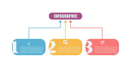 Infographic square timeline with 3 steps or options. Business infographic presentation with concept planning template three element. Can be used for workflow layout, diagram, graph, report, web design