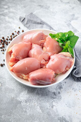 chicken meat boneless raw thigh pulp poultry fresh meal copy space food background