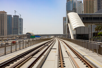 Fototapeta na wymiar Metro railway in Dubai, United Arab Emirates