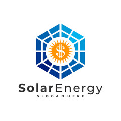 Money Solar logo vector template, Creative Solar panel energy logo design concepts