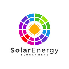 Colorful Solar logo vector template, Creative Solar panel energy logo design concepts