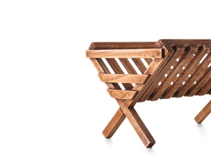 Wooden manger on white background