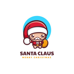 Vector Logo Illustration Santa Claus Mascot Cartoon Style.